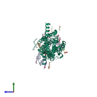 PDB entry 6ps7 coloured by chain, side view.