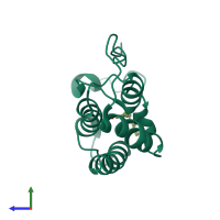 PDB entry 6psb coloured by chain, side view.