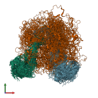 PDB entry 6psi coloured by chain, ensemble of 20 models, front view.