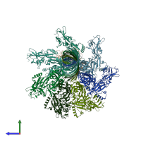 PDB entry 6psn coloured by chain, side view.