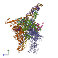 PDB entry 6pss coloured by chain, side view.