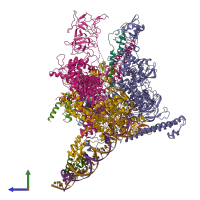 PDB entry 6psu coloured by chain, side view.