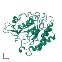 PDB entry 6ptd coloured by chain, front view.