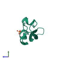 PDB entry 6pti coloured by chain, side view.