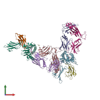 PDB entry 6pue coloured by chain, front view.