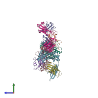 PDB entry 6puf coloured by chain, side view.