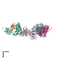 PDB entry 6puf coloured by chain, top view.