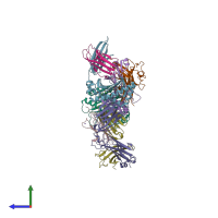 PDB entry 6pui coloured by chain, side view.