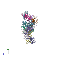 PDB entry 6puj coloured by chain, side view.