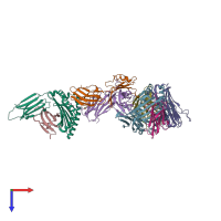 PDB entry 6puj coloured by chain, top view.