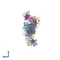 PDB entry 6puk coloured by chain, side view.