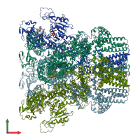 PDB entry 6pus coloured by chain, front view.