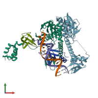 PDB entry 6put coloured by chain, front view.