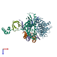 PDB entry 6put coloured by chain, top view.