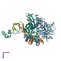 PDB entry 6puy coloured by chain, top view.