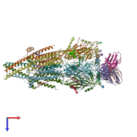 PDB entry 6pv8 coloured by chain, top view.