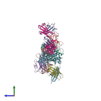 PDB entry 6pvd coloured by chain, side view.