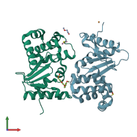 PDB entry 6pvy coloured by chain, front view.