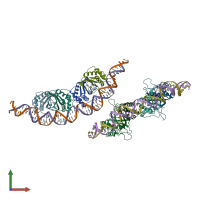 PDB entry 6pw2 coloured by chain, front view.