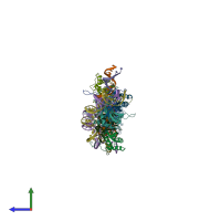 PDB entry 6pw2 coloured by chain, side view.