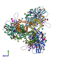 PDB entry 6pw6 coloured by chain, side view.