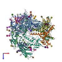 PDB entry 6pw6 coloured by chain, top view.