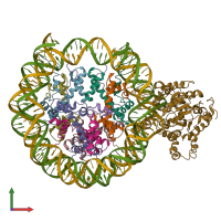 PDB entry 6pwf coloured by chain, front view.