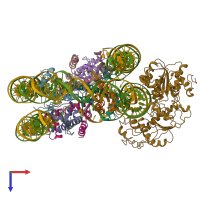 PDB entry 6pwf coloured by chain, top view.