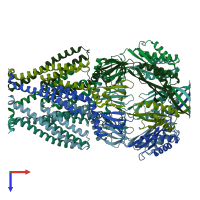 PDB entry 6pwo coloured by chain, top view.