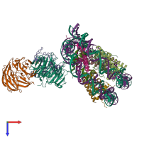 PDB entry 6pww coloured by chain, top view.