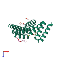 PDB entry 6px0 coloured by chain, top view.