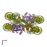 PDB entry 6px1 coloured by chain, top view.