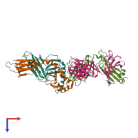 PDB entry 6px6 coloured by chain, top view.