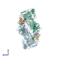 PDB entry 6pxv coloured by chain, side view.