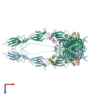 PDB entry 6pxv coloured by chain, top view.