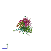 PDB entry 6py2 coloured by chain, side view.