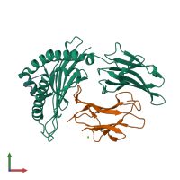 PDB entry 6pyl coloured by chain, front view.