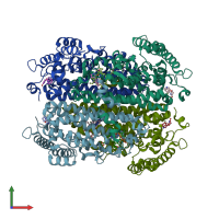 PDB entry 6pyy coloured by chain, front view.