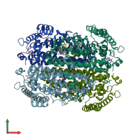 PDB entry 6pyz coloured by chain, front view.
