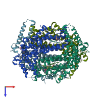 PDB entry 6pyz coloured by chain, top view.
