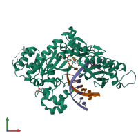 PDB entry 6pz3 coloured by chain, front view.