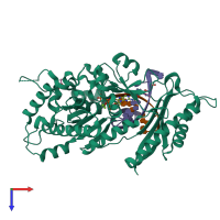 PDB entry 6pz3 coloured by chain, top view.