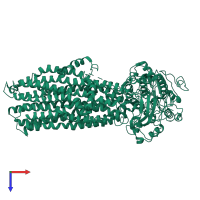 PDB entry 6pzc coloured by chain, top view.