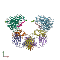 PDB entry 6pzf coloured by chain, front view.