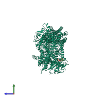 PDB entry 6pzi coloured by chain, side view.