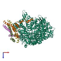 PDB entry 6pzk coloured by chain, top view.