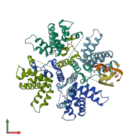 PDB entry 6pzq coloured by chain, front view.