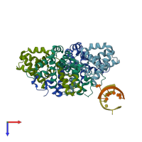 PDB entry 6pzq coloured by chain, top view.