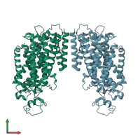 PDB entry 6pzt coloured by chain, front view.