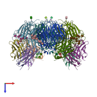 PDB entry 6pzy coloured by chain, top view.